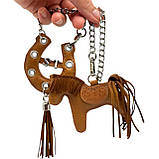 Шарм для сумки Підкова з натуральної шкіри з персоналізацією 7874 Silver Taurus., фото 7