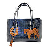 Шарм для сумки Підкова з натуральної шкіри з персоналізацією 7874 Silver Taurus., фото 8