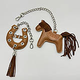 Шарм для сумки Підкова з натуральної шкіри з персоналізацією 7874 Silver Taurus., фото 9