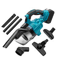 Бездротовий ручний пилосос з 2 акумуляторами 48V 5Ah та різними насадками Синій, фото 10
