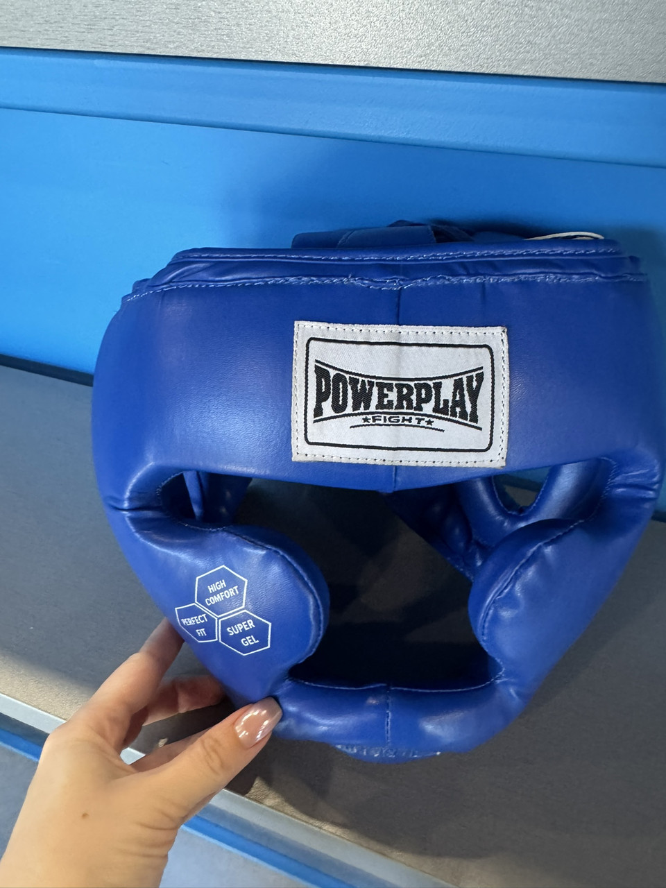 БРАК - Боксерський шолом тренувальний PowerPlay 3043 Синій S ( повторно прошито, тріщини )