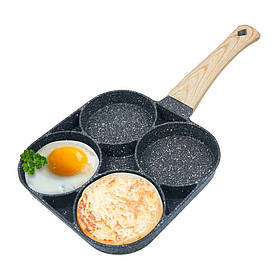 Cковорода порційна RIAS SL-16 на 4 секції для млинців, яєчні та бургерів 18x18 см Grey (3_06700)