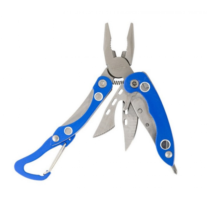Мультитул туристичний із чохлом і карабіном Traveler Deluxe 7в1, 12 см МТ821 Синій, фото 1