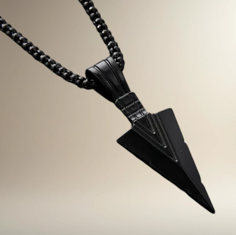 Кулон чорний наконечник Коп'я Судьби титанова сталь оберіг 60 см IgnisFlos356, фото 1