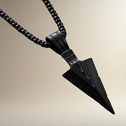 Кулон чорний наконечник Коп'я Судьби титанова сталь оберіг 60 см IgnisFlos356
