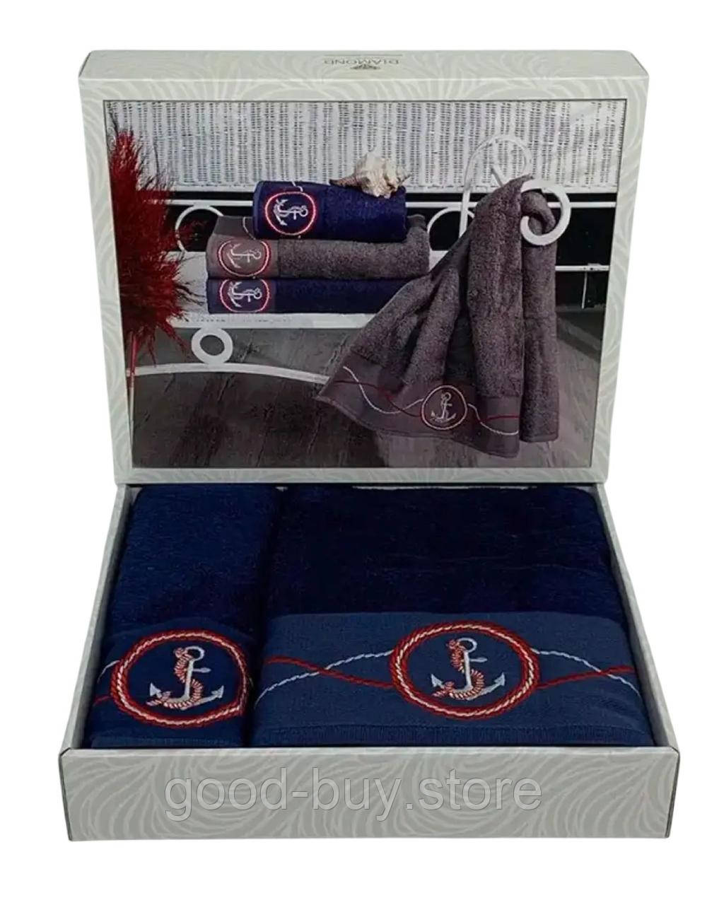 Набір бамбукових, махрових рушників Diamond Cornet navy 2шт.