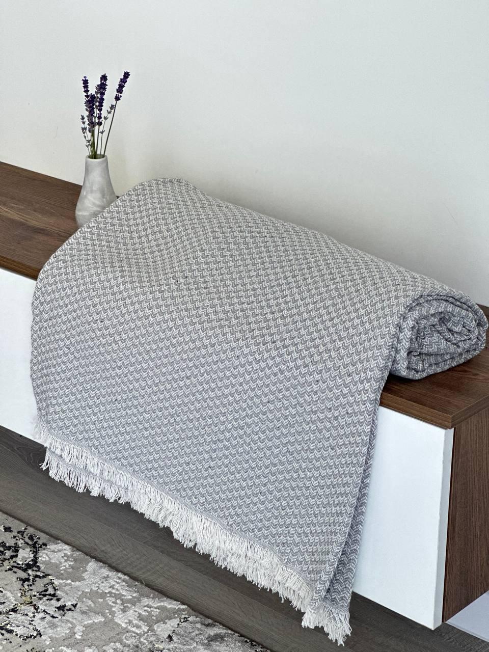 Плед-покривало "Зигзаг №4", 100% cotton, сірий колір, фото 1