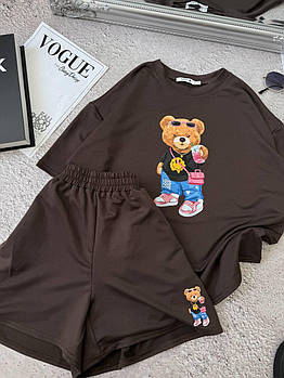 Жіночий літній спортивний костюм футболка з мішкою і шорти