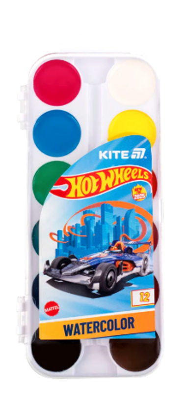 Фарби акварельні, 12 кольорів, Kite "Hot Wheels" HW25-061,, фото 1