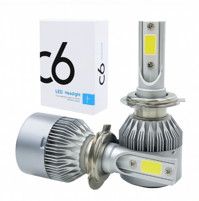 Комплект автомобільних LED ламп C6 H11 на 12В Світлодіодні лампи H11 C6 12V - Біле Світло