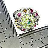 Каблучка. Натуральний перидот, смарагд і турмалін. Срібло 925., фото 3