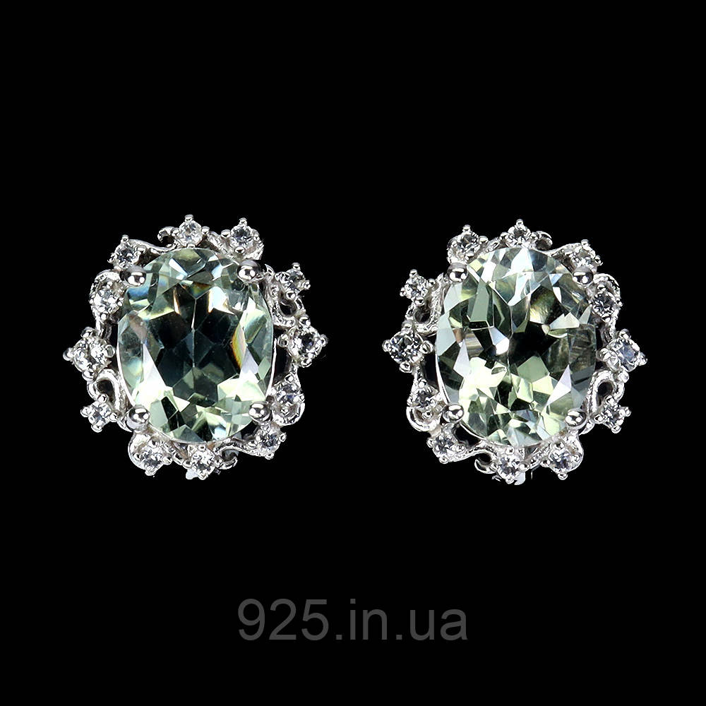 Сережки. Натуральний празіоліт. Срібло 925., фото 1