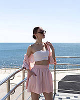 Жіночий шовковий костюм сорочка та шорти, фото 5