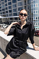 Жіночий шовковий костюм сорочка та шорти, фото 4