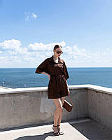 Жіночий шовковий костюм сорочка та шорти, фото 10