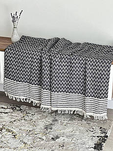 Плед-покривало "Зигзаг №7", 100% cotton, графітовий колір