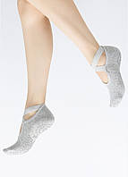 Шкарпетки для йоги на резинках світло-сірі 36-40