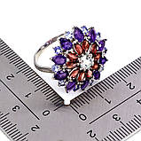 Каблучка. Натуральний аметист, аквамарин, гранат і танзаніт. Срібло 925., фото 3