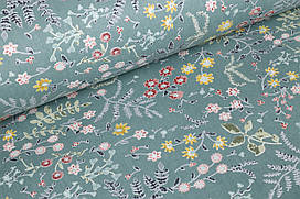 Ранфорс 240 см Квіти, гілочки, шавлієвий фон