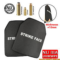 Легка бронепластина бронеплита STRIKE FACE 0,6КГ UHMWPE 10x12 NIJ2 NIJ II тверда для плитоноски бронежилета