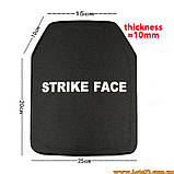 Легка бронепластина бронеплита STRIKE FACE 0,6КГ UHMWPE 10x12 NIJ2 NIJ II тверда для плитоноски бронежилета, фото 3