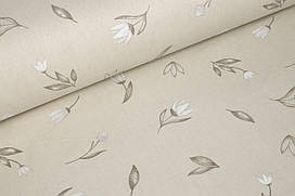 Ранфорс 240 см Тюльпани білі на бежевому