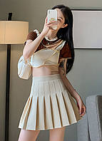 Юбка с шортиками бежевая XXL