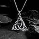 Кулон сріблястий трикветр треугольний титанова сталь оберіг 3.5 см IgnisFlos927, фото 3