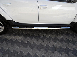 Бічні пороги труби на Dacia Duster 2018-2024 Підніжки труби Дачія Дастер D60 з пластиковими накладками