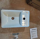 Раковина підвісна Mixxus Premium QUADRO-1201-R 430х265х135mm з отвором під змішувач і переливом, фото 3