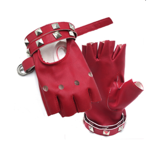 Рукавички GLOVES безпалі шкіряні з ремінцями S червоний 04519, фото 1