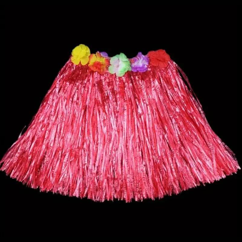 Гавайская юбка красная 30см. Юбка хула для гавайской вечеринки 30см, фото 1