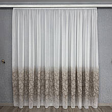 Тюль льон із жакардовими вставками 110424 Коричневий