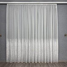 Тюль льон із жакардовими вставками 110424 Молочний