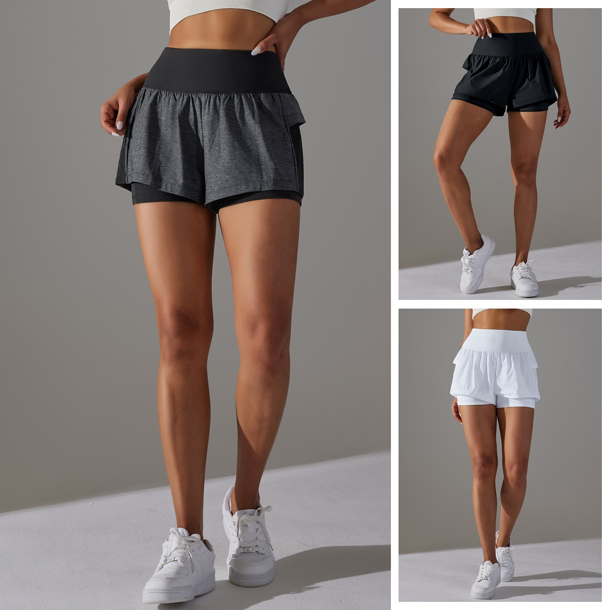 Подвійні Шорти з Підшортниками з Кишенями, 3 Кольори, фото 1