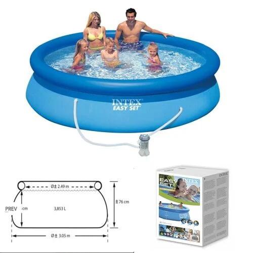 Наливний басейн Intex 28118 NP (305х61см, 3077л) з фільтром насосом, блакитний