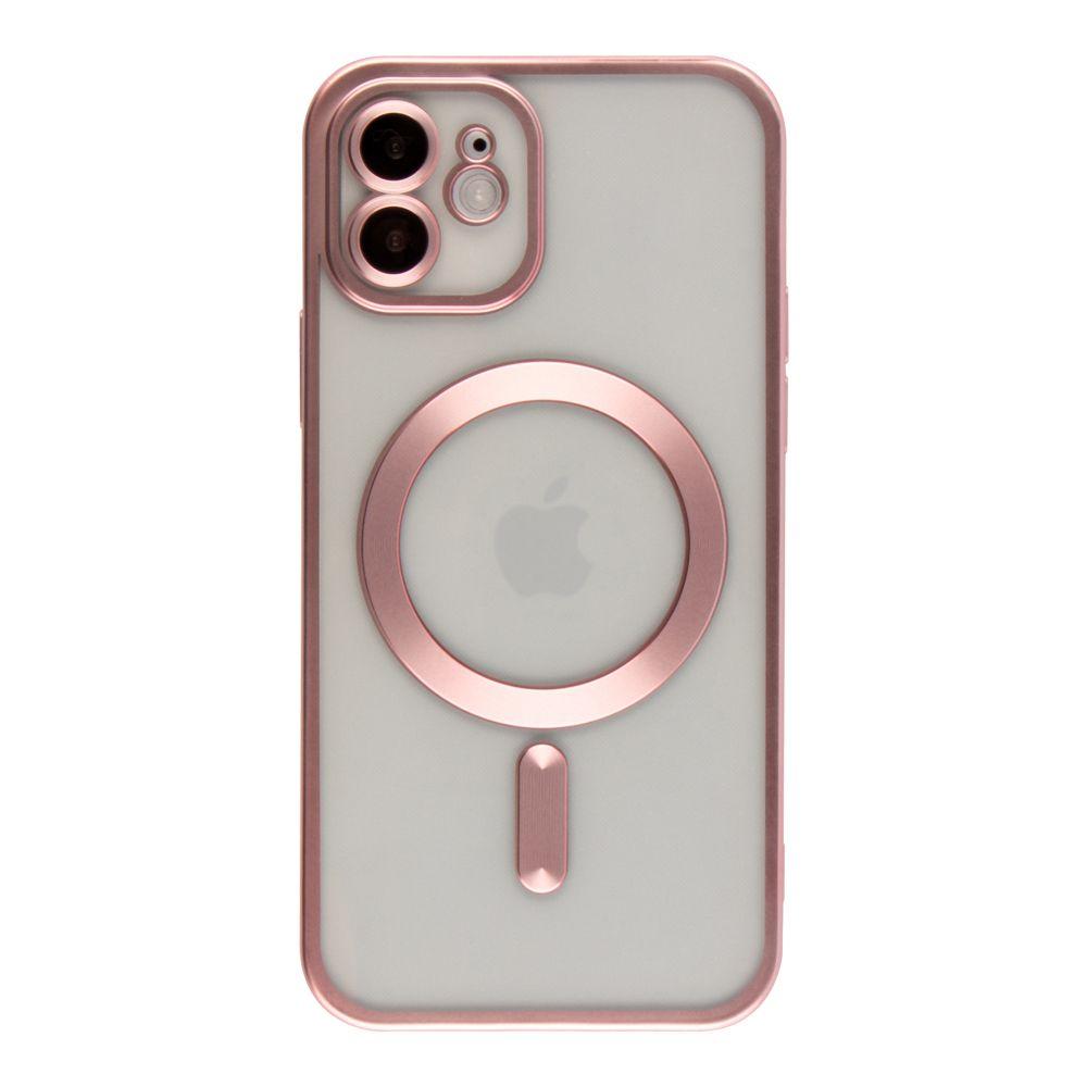Чохол TPU Metallic Chrome Full Camera with Magsafe для iPhone 12 Колір Chrome Rose, фото 1