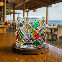 Геометрична склянка для віскі рокс 300 мл з підставкою Ø 80 см келих дзига для віскі подарунковий