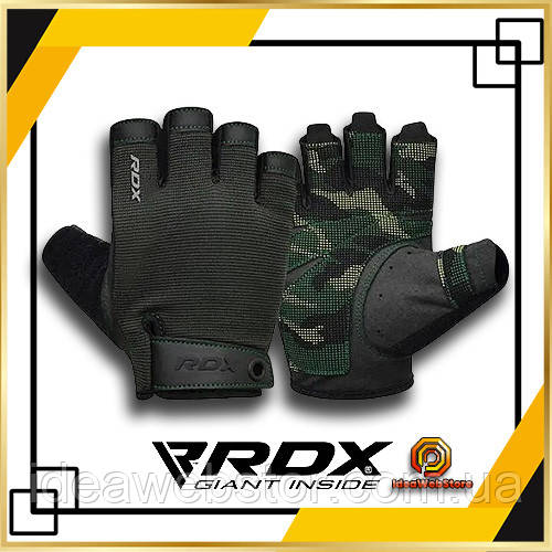 Тренувальні рукавички для фітнесу та силових вправ RDX T2 Half Хакі Зелений розмір L
