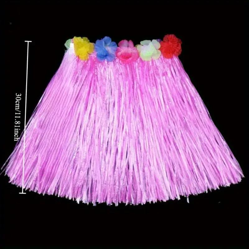 Гавайська спідниця рожева 30 см. Спідниця хулу для гавайської вечірки 30 см, фото 1