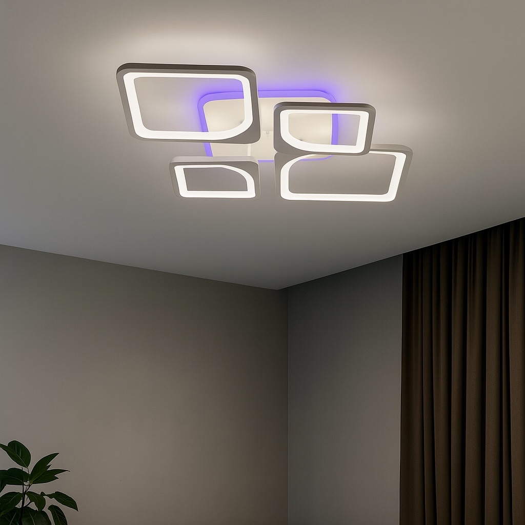 Стельова Led люстра 120 Вт з пультом освітлення до 18 м² (1115/2+2 Wh)