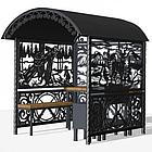 Мангальний комплекс із сталі VESUVI 01 з дахом у кілька рівнів, художньою різкою для зони барбекю, фото 3