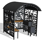 Мангальний комплекс із сталі VESUVI 01 з дахом у кілька рівнів, художньою різкою для зони барбекю, фото 2