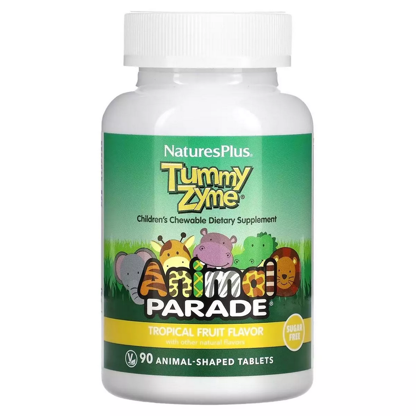 Комплекс для Улучшения Пищеварения для Детей, Вкус фруктов, Tummy Zyme, Natures Plus, 90 жевательных конфет