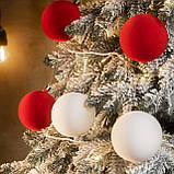 Набір "Оксамитний мікс" 36шт червоно-білий. Іграшки на ялинку, Подарунковий набір ялинкових кульок Кульки на ялинку, фото 3