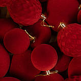 Новорічні ігнрашки набір "Оксамит" 40 шт. Бордовий. Подарунковий набір ялинкових кульок Кульки на ялинку, фото 4