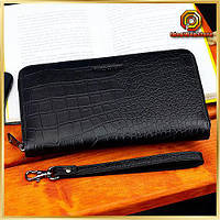 Чоловічий клатч з натуральної шкіри Marco Coverna брендове портмоне на блискавці Горизонтальний гаманець на замку