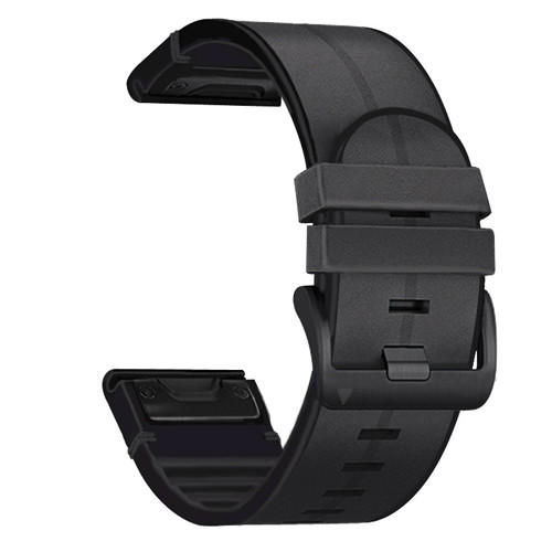 Шкіра+силікон ремінець QuickFit 26мм для Garmin Fenix 7X / 6X / 6X Pro / 5X / 5X Plus / 3 чорний, фото 1