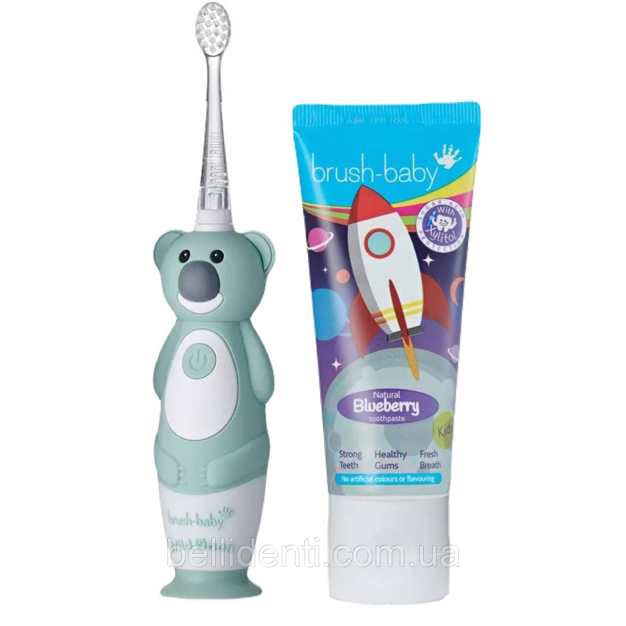 Набір від 3 до 10 років (щітка Brush Baby WildOnes Sonic, коала і  паста Brush-Baby 50 мл, ракета)
