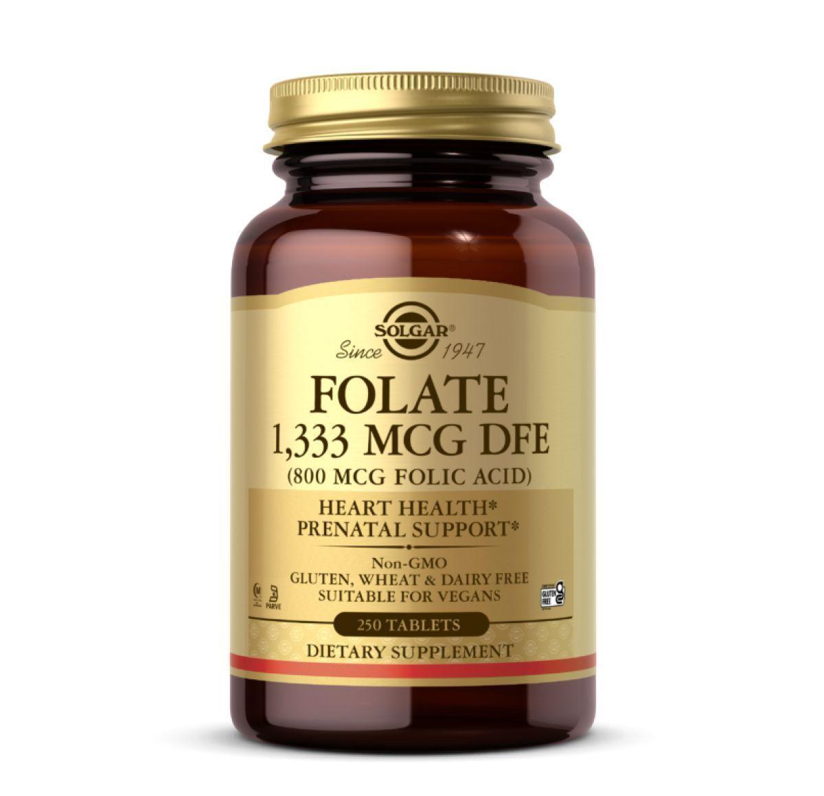 Фолат Solgar Folate 1333 mcg DFE (800 mcg Folic Acid), 250 вегетаріанських капсул, фото 1